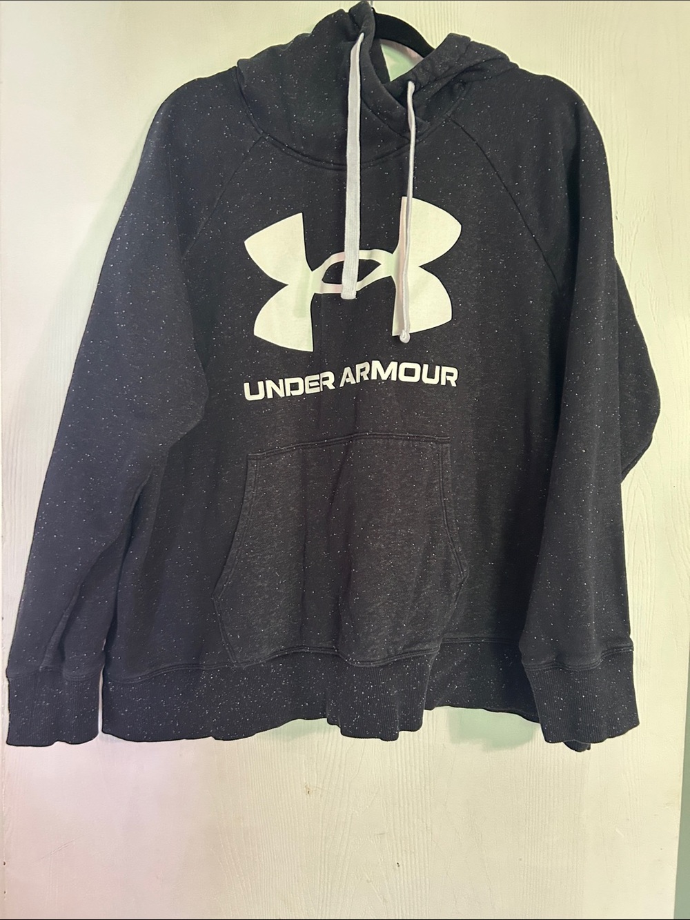 Under Armour Black Speckle Pullover Hoodie with White Logo